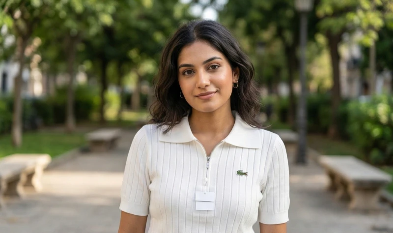 Women's White Ribbed Knit Half-Zip Polo T-Shirt