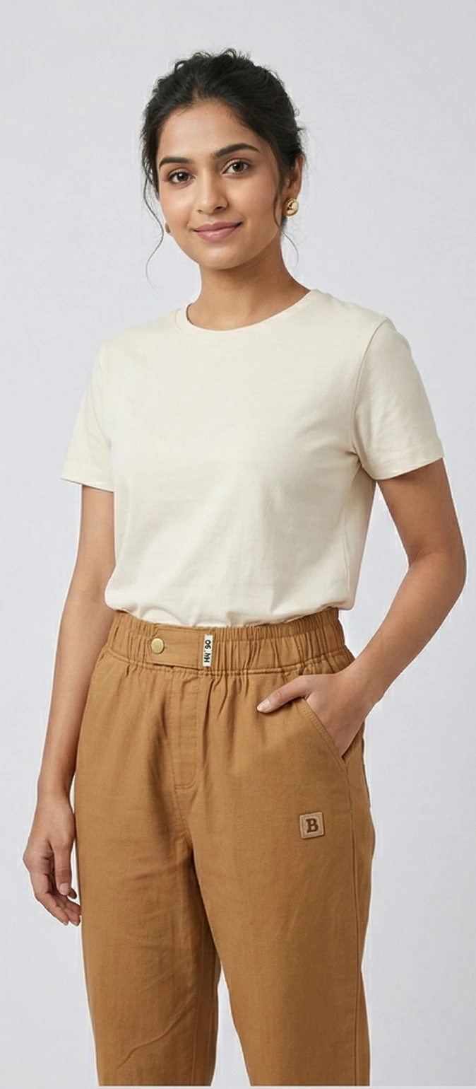 Women Camel Brown Solid Relaxed Fit Trousers