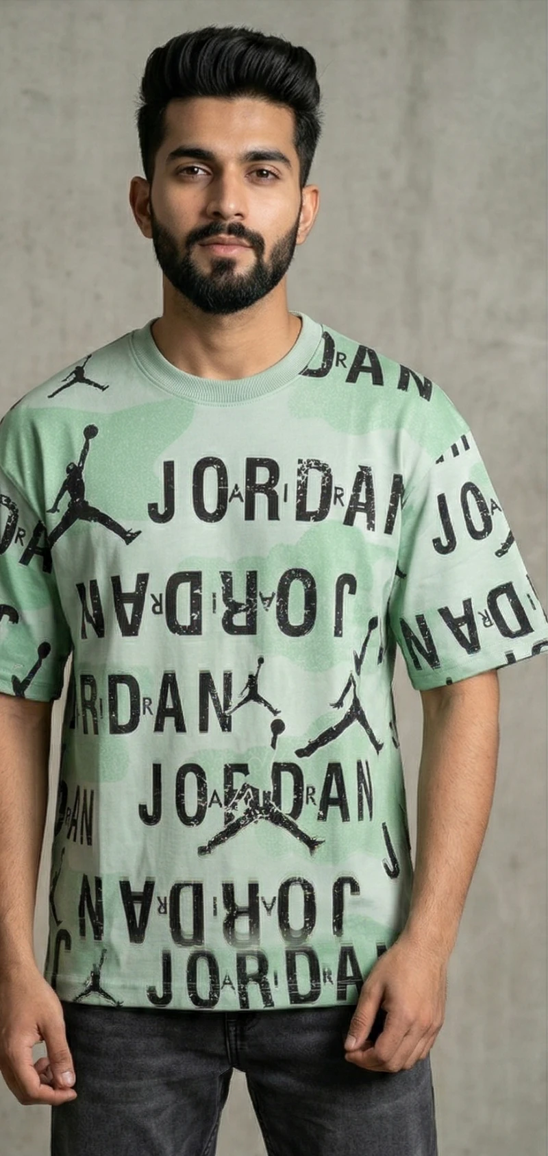 Men's Green Typography Printed Regular Fit T-shirt