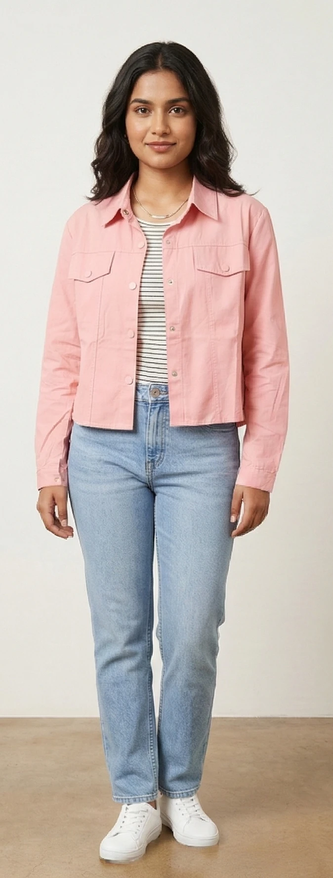 Women's checked Cropped top and Utility pink Jacket
