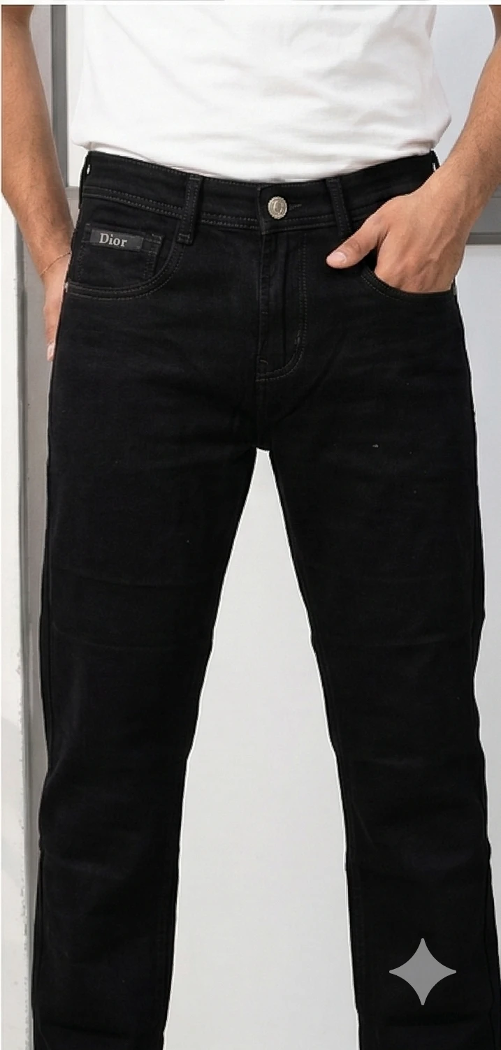 Men’s Luxury Black Designer Jeans – Embroidered Pocket