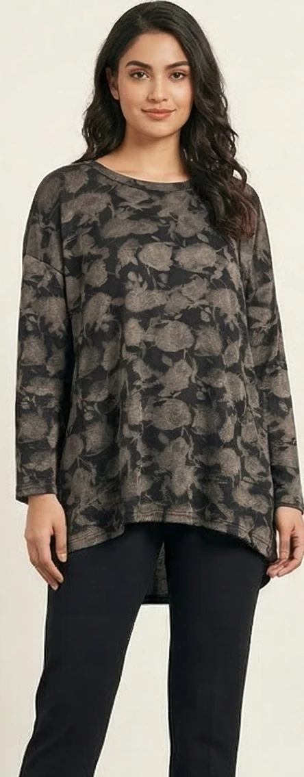 Women's Floral Print Long Sleeve Tunic Top