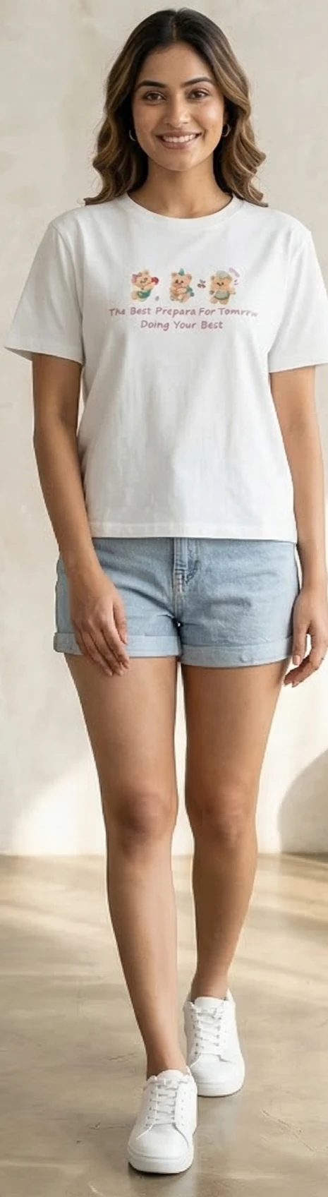 Women’s Pastel Kawaii Bear Print T-Shirt