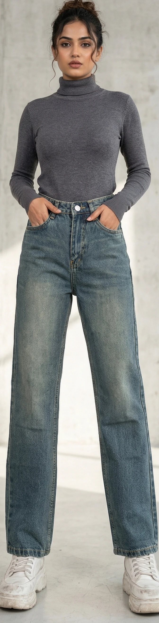 Women’s High-Waist Vintage Wash Straight Leg Jeans