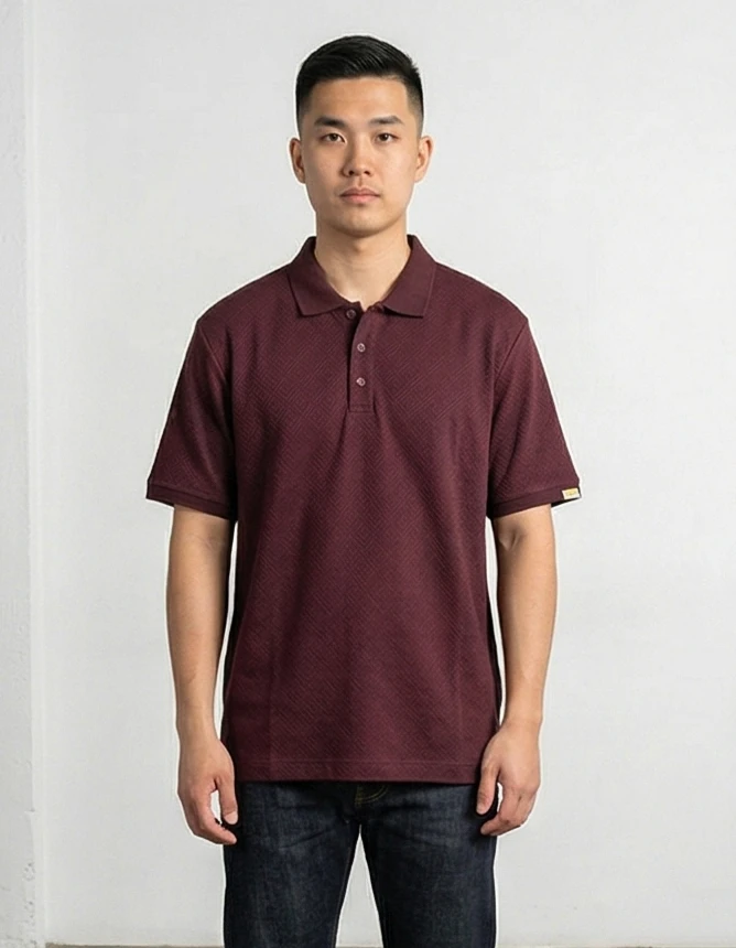 Men's Textured Short Sleeve Polo tShirt