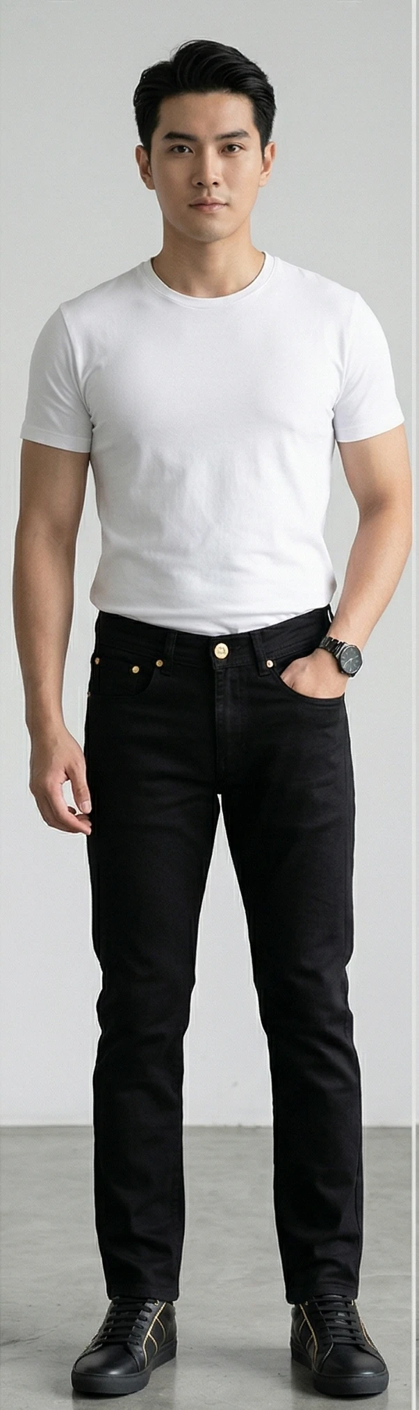 Elite Men Black Slim Fit Gold-Toned Hardware Stretchable Jeans