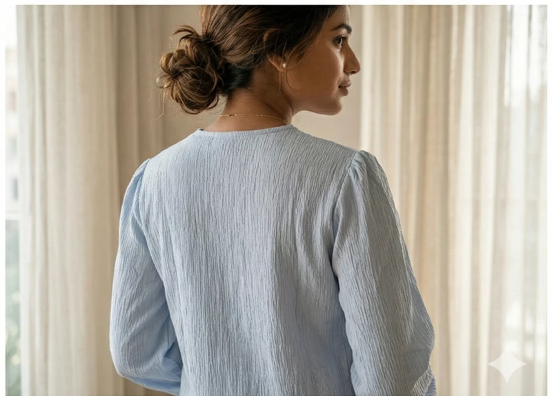 Sky Blue Crinkle Top