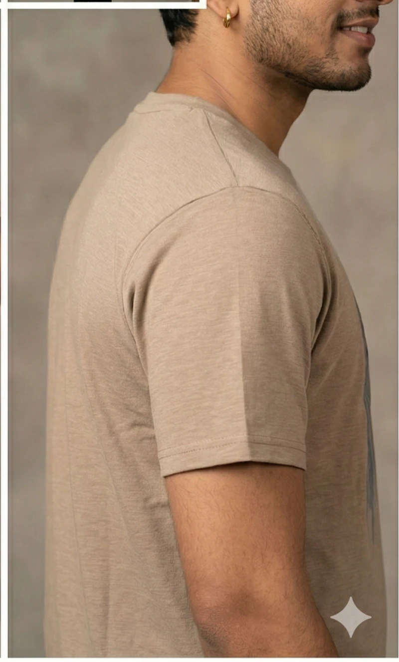 Men Sand-Tone Printed Pure Cotton T-shirt