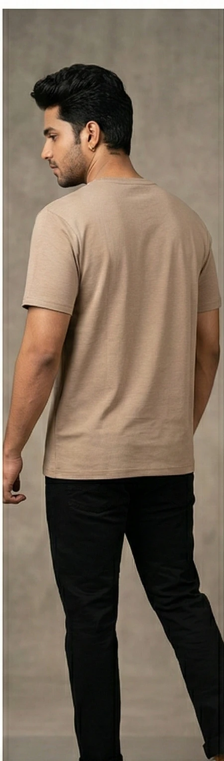 Men Sand-Tone Printed Pure Cotton T-shirt