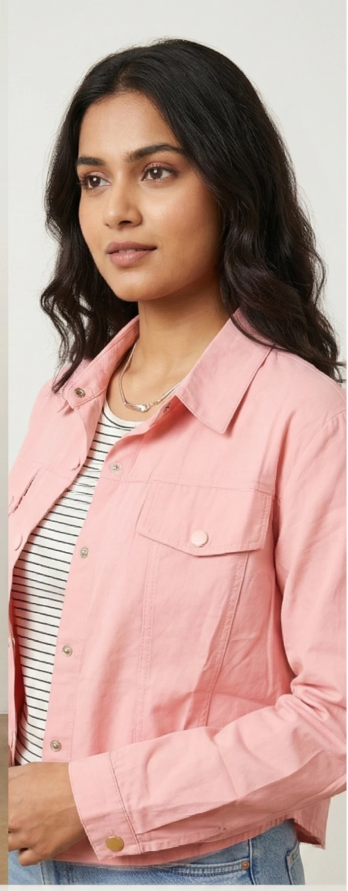 Women's checked Cropped top and Utility pink Jacket