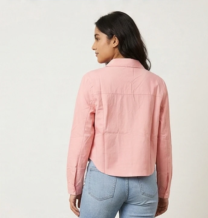 Women's checked Cropped top and Utility pink Jacket