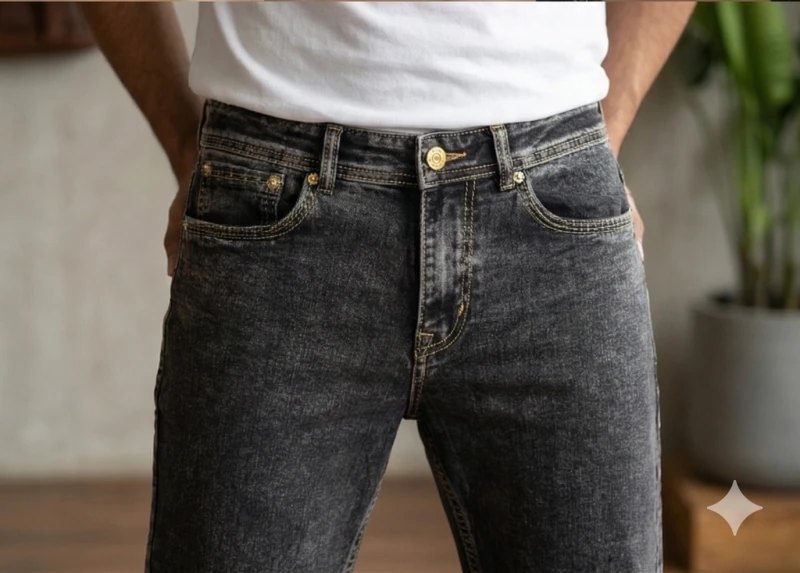 Men's Grey Distressed Slim Fit Jeans