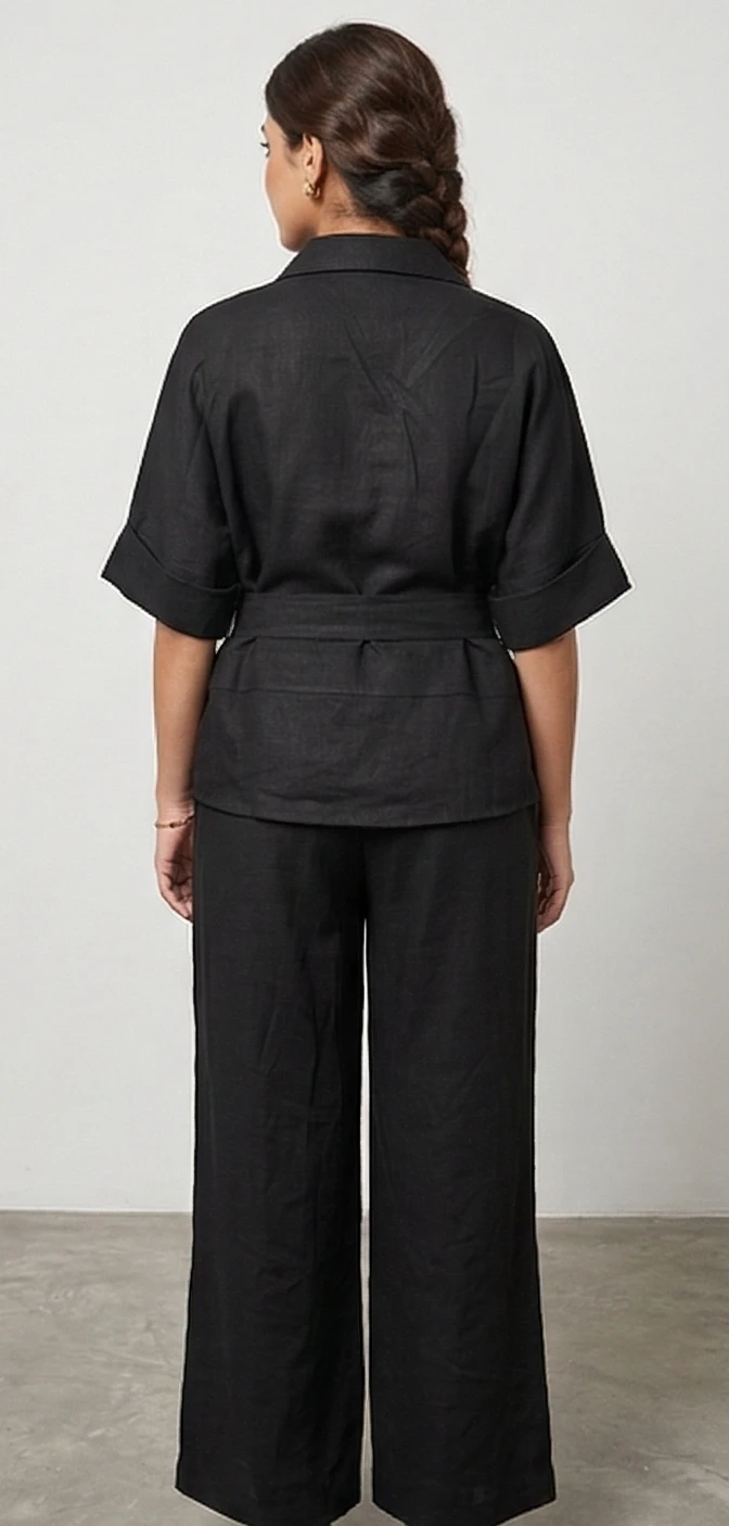Urban Zip-Up Cargo Co-ord – Structured Short Sleeve Jacket with Matching Palazzo Pants