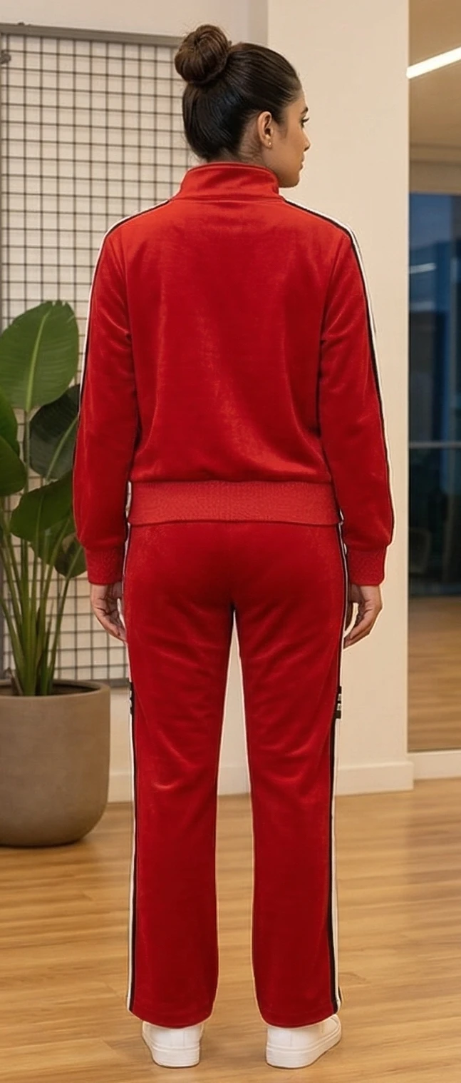 Women's Varsity-Inspired Cotton Blend Tracksuit Set