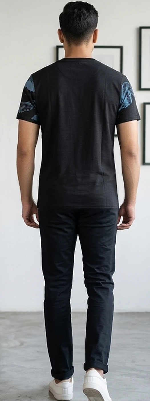 Men Black & Blue Abstract Printed Pure Cotton T-shirt