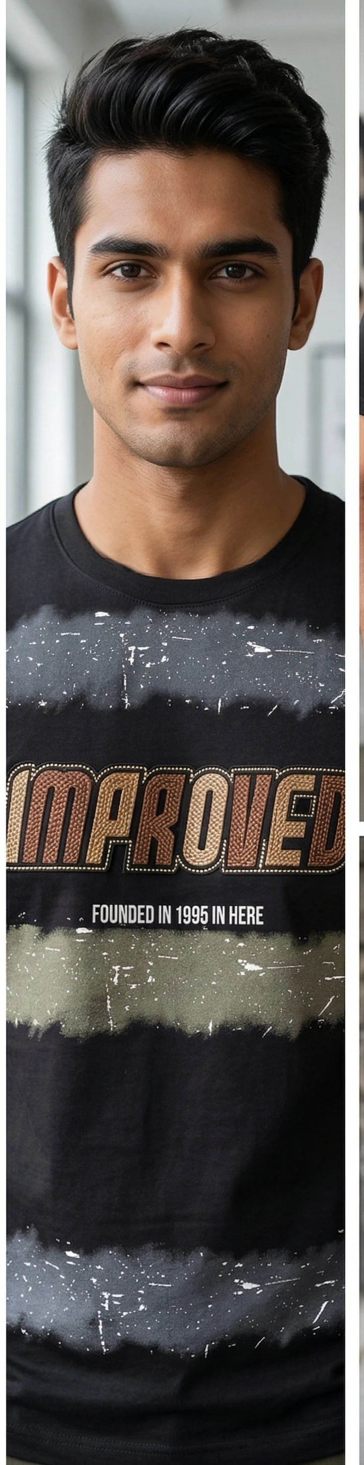 Urban Edge "IMPROVED" Distressed Graphic Tee – Black & Olive Contrast