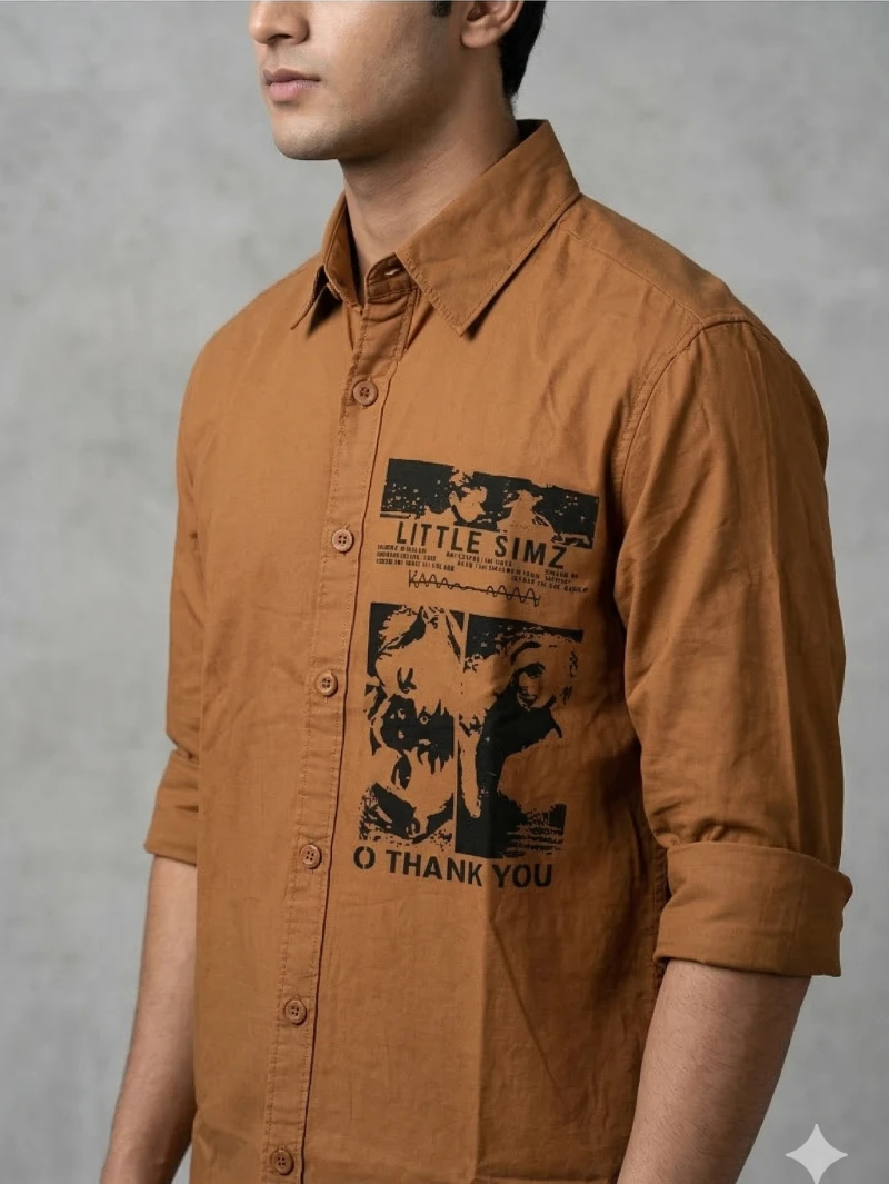 Men's  Little Simz "Thank You" Graphic Streetwear Shirt – Brown