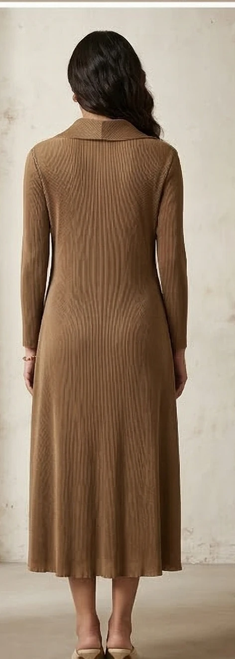 Asymmetric Pleated Midi Dress with Contrast Lapel and Floral Panel