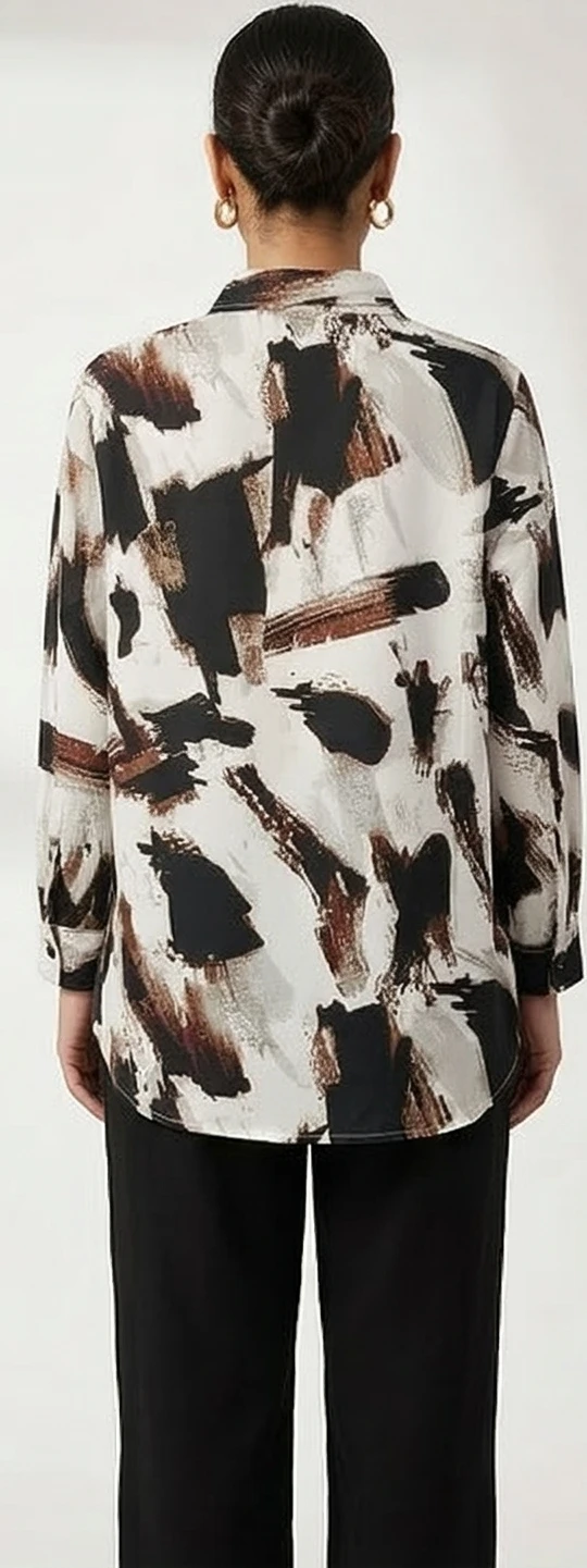 Women’s Down Shirt & High-Waist Wide-Leg Trousers Set - 2 Piece Co-ord