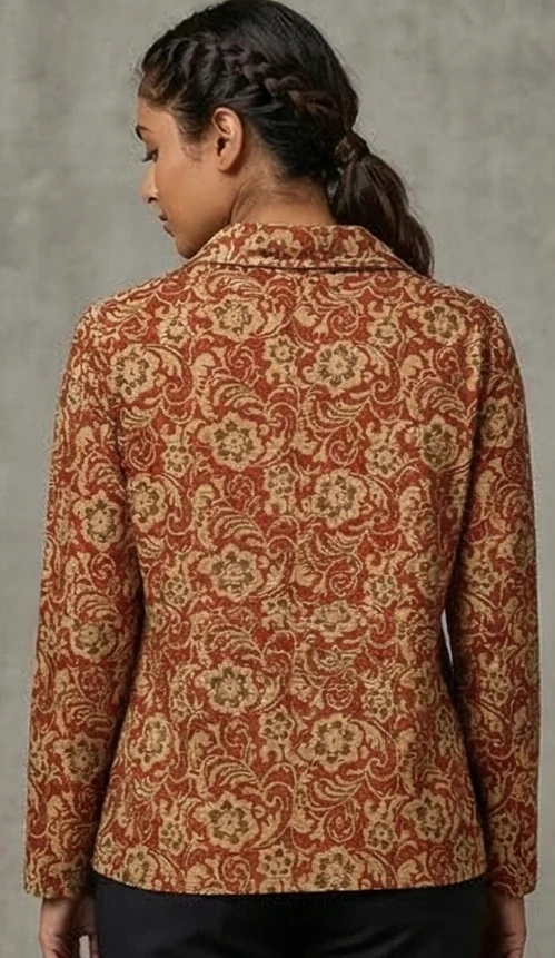 Women Rust & Beige Ethnic Floral Printed Casual kurti