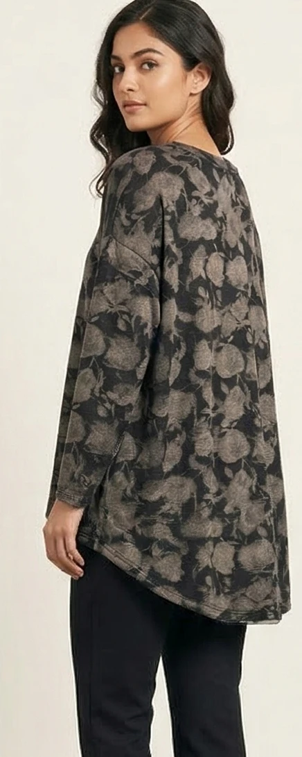 Women's Floral Print Long Sleeve Tunic Top
