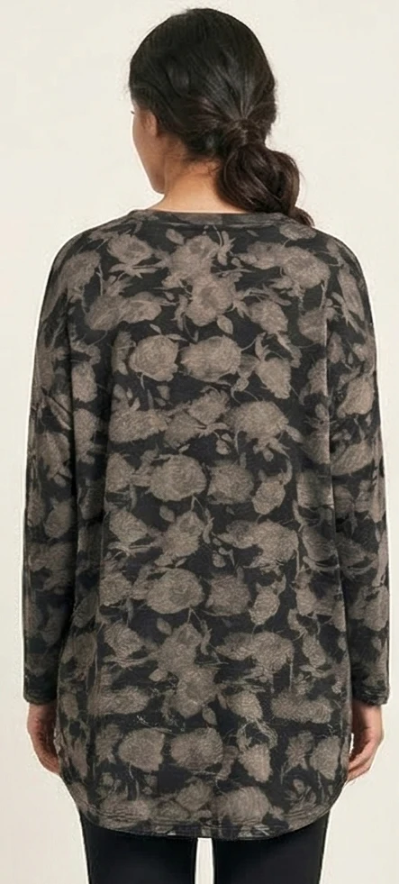 Women's Floral Print Long Sleeve Tunic Top