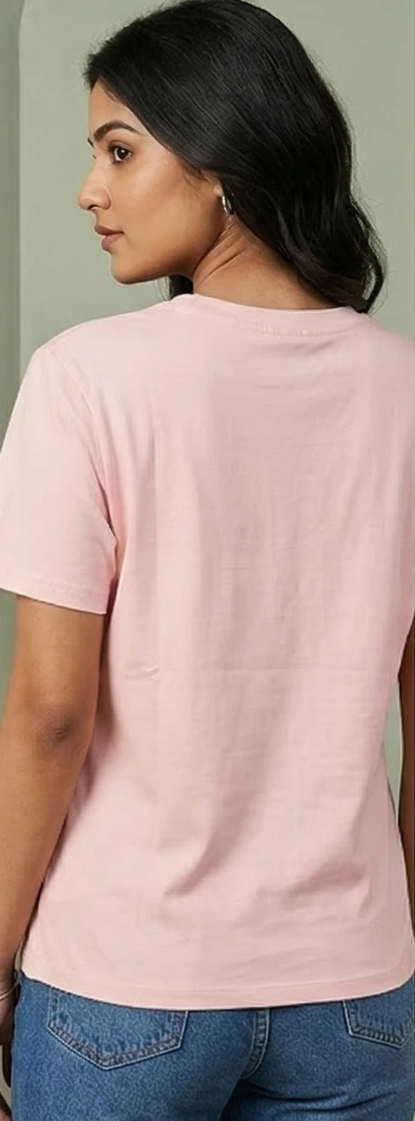 Women's Pastel Pink Cotton T-Shirt with Embroidered "Girl Squad" Graphic