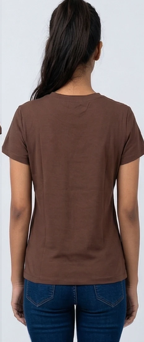 Women’s Chocolate Brown Embroidered Cotton T-Shirt – "Always Bright and Beautiful"