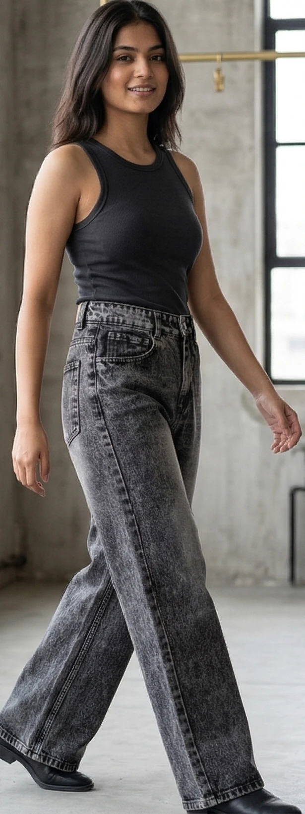 Retro Grey Acid Wash Baggy Jeans - High-Rise & Full Length