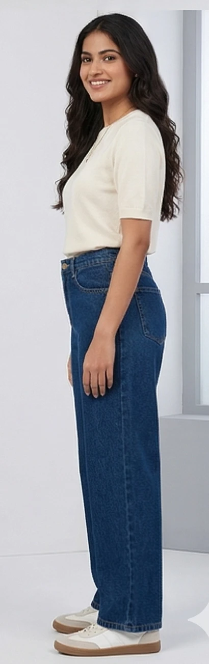 Women's High-Waisted Relaxed Fit Straight Leg Jeans – Classic Dark Wash Denim