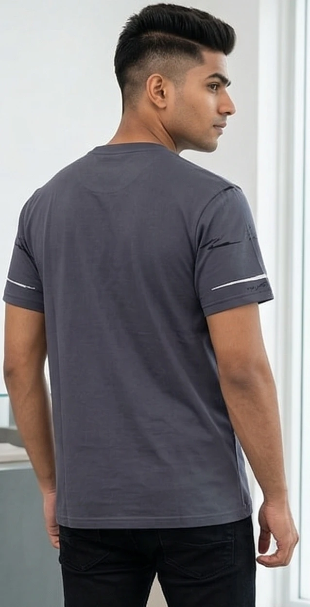 Men’s Charcoal Grey "Artistic Magic Explore" Graphic Print Cotton T-Shirt