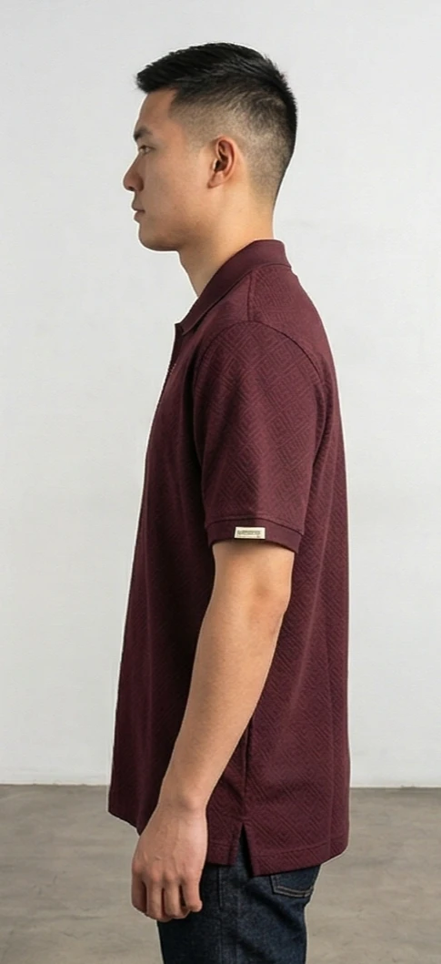 Men's Textured Short Sleeve Polo tShirt
