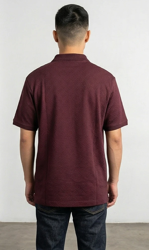 Men's Textured Short Sleeve Polo tShirt