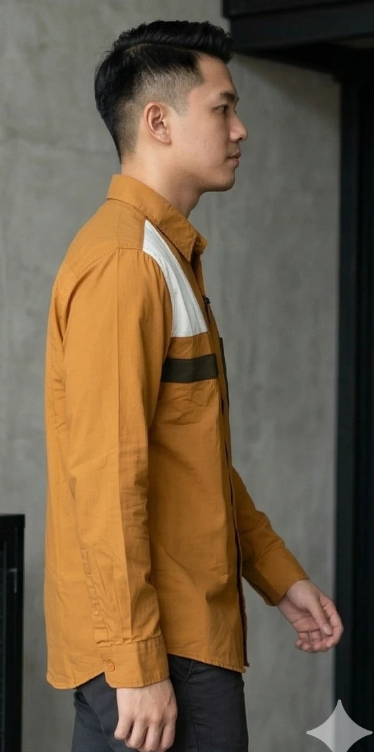 Men Mustard & White Geometric Colorblocked Casual Shirt