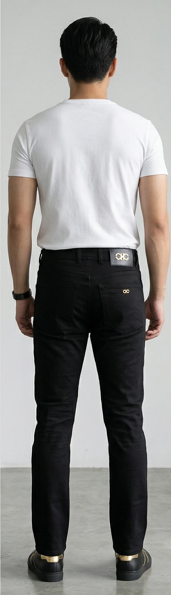 Elite Men Black Slim Fit Gold-Toned Hardware Stretchable Jeans