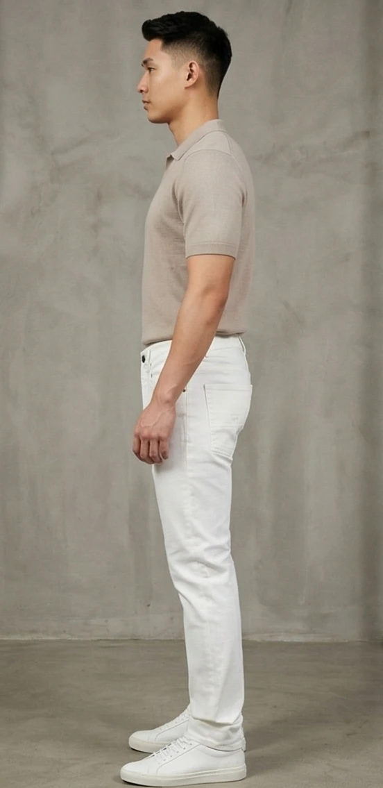 Men’s Premium White Denim Trousers – Slim Fit with Embossed Back Pocket Detail