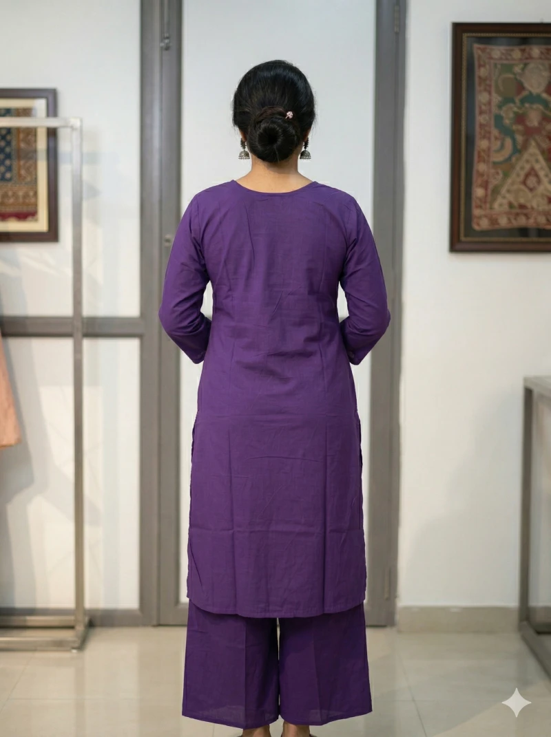 Women Purple Printed Kurta with Palazzos